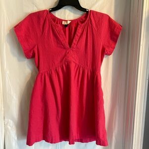 Universal Thread Pink Linen Blend V-Neck Babydoll Mini‎ Dress Women’s Sz Small